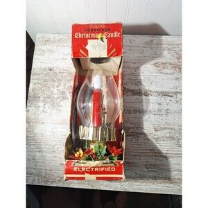vintage hurricane christmas candle timco electric poinsettia original box‎